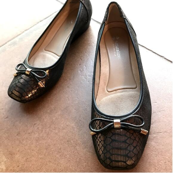 Naturalizer Metallic Snakeskin Print Low Heel Pumps-Ballet Slippers size 9 - Picture 2 of 13